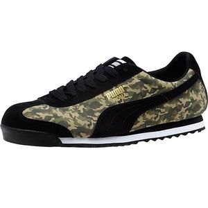 Black/Camo Puma Roma Suede Sneakers